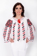 Ie romaneasca maneca lunga Doinita bluza traditionala lucrata manual zona Oltenia