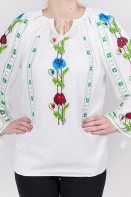 Ie romaneasca Flori de Mac multicolora bluza traditionala brodata manual zona Banat